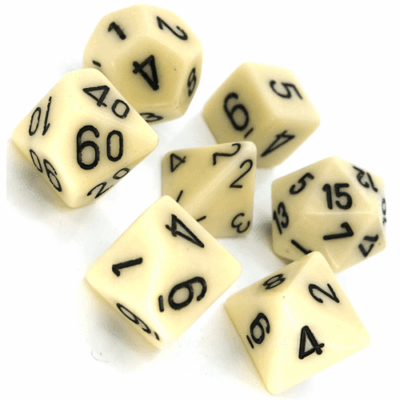 Dés en boite Opaque Ivory w/black