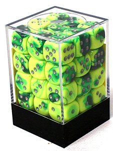 Boite de 36d6 Gemini Green-Yellow w/silver