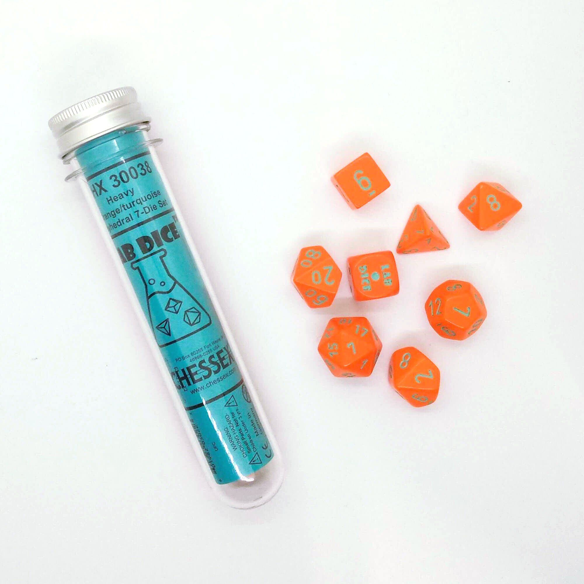 Dés en boite Lab Heavy Orange w/turquoise